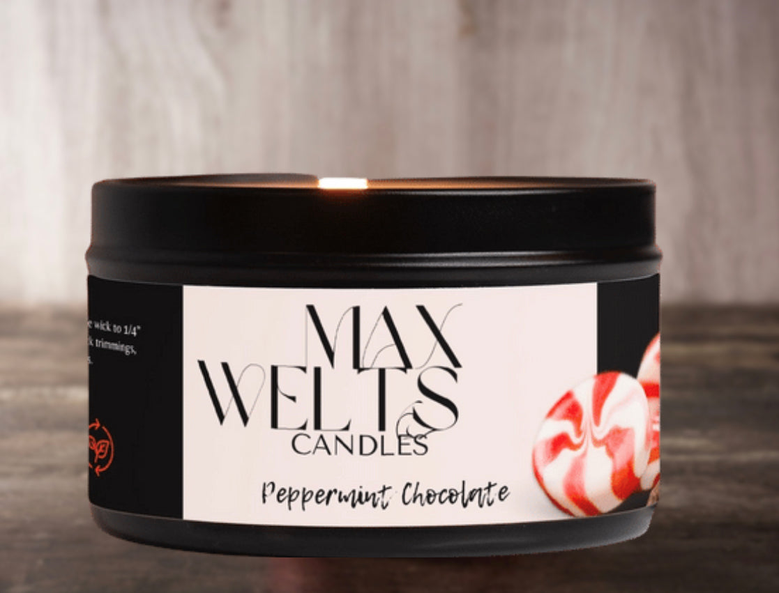 Peppermint Chocolate 8oz Tin Candle